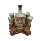 Mexican Tequila Decanter Set | Rustic Horseshoe Wood Display Mexican Decanter La Vie Bien Mexican Tequila Decanter Set | Rustic Horseshoe Wood Display