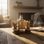 Mexican Tequila Decanter Set | Rustic Horseshoe Wood Display Mexican Decanter La Vie Bien Mexican Tequila Decanter Set | Rustic Horseshoe Wood Display