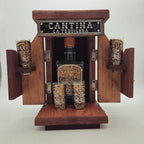 Mexican Tequila Decanter Set | Wooden Cantina Box & 4 Shot Glasses