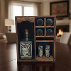 Mexican Tequila Decanter & Shot Glass Set | Rustic Wooden Display Mexican Decanter La Vie Bien Mexican Tequila Decanter & Shot Glass Set | Rustic Wooden Display