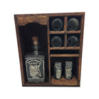 Mexican Tequila Decanter & Shot Glass Set | Rustic Wooden Display Mexican Decanter La Vie Bien Mexican Tequila Decanter & Shot Glass Set | Rustic Wooden Display