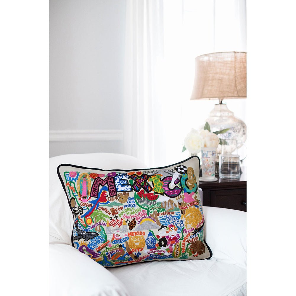 Mexico Hand - Embroidered Pillow Pillows La Vie Bien Mexico Hand - Embroidered Pillow