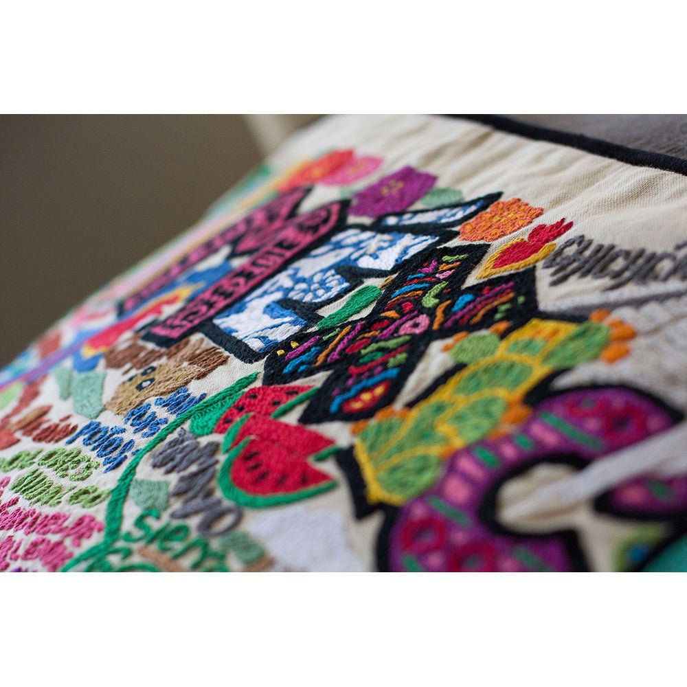 Mexico Hand - Embroidered Pillow Pillows La Vie Bien Mexico Hand - Embroidered Pillow