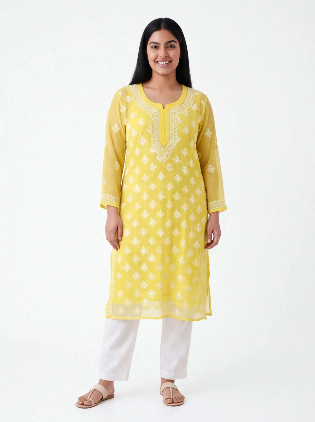 2055 - Georgette Chikankari kurti