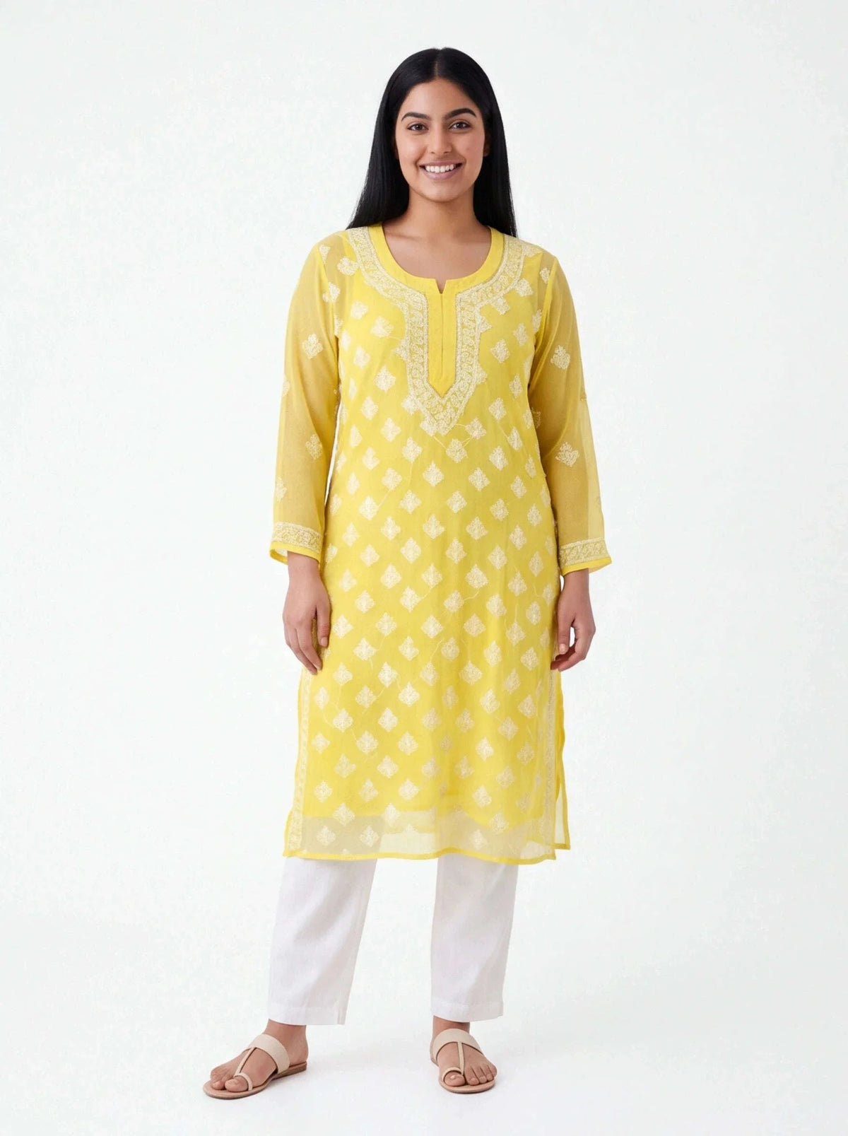 2055 - Georgette Chikankari kurti