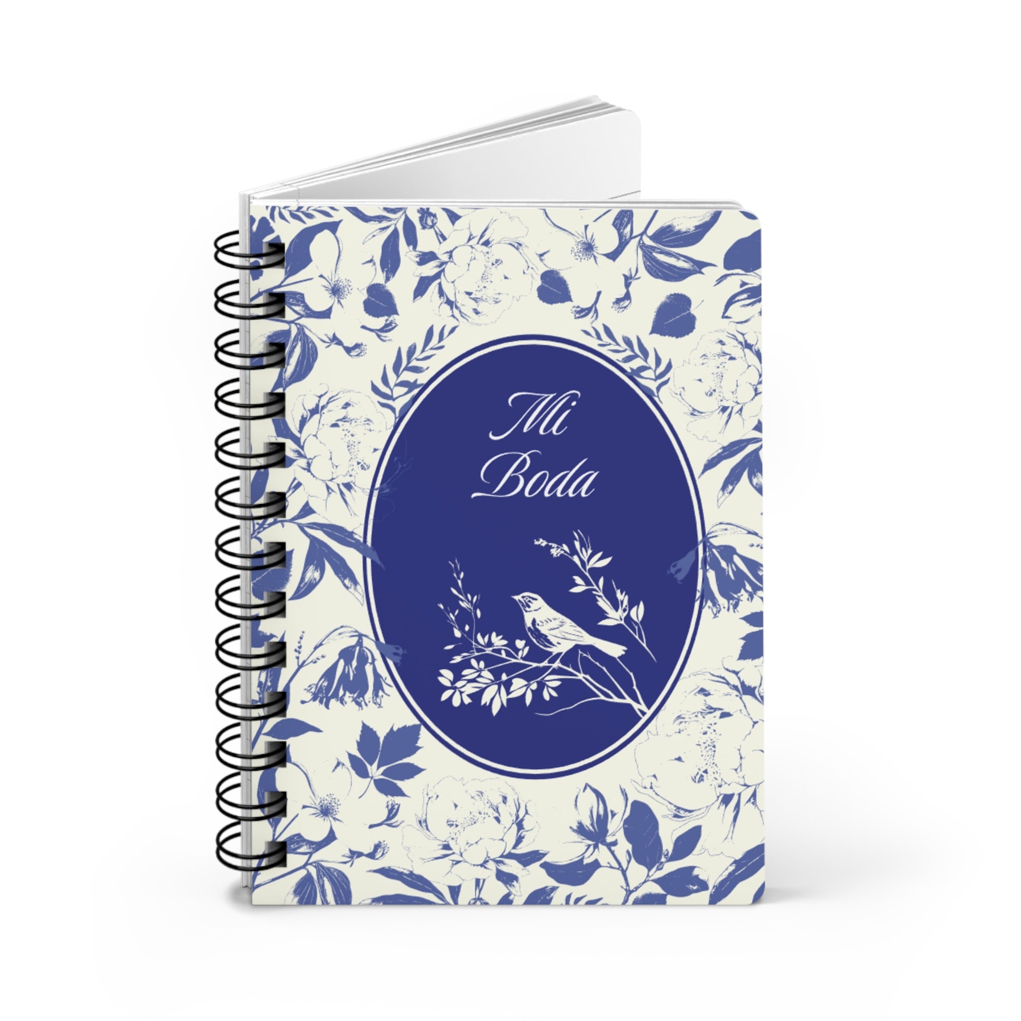 Mi Boda Floral Journal — Blue Wedding Guest & Planning Spiral-Bound Notebook Paper products La Vie Bien Mi Boda Floral Journal — Blue Wedding Guest & Planning Spiral-Bound Notebook