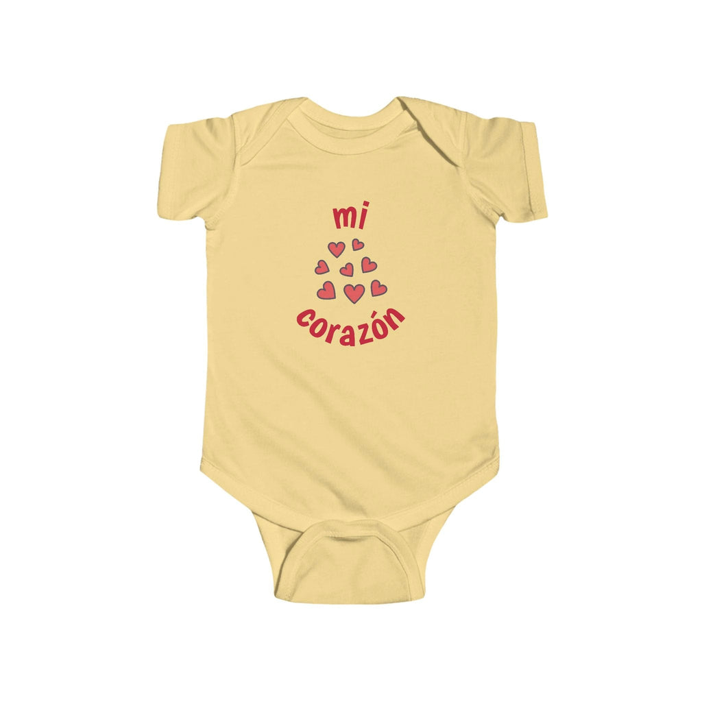 Mi corazón Infant Spanish Bodysuit, Cute Baby Romper by Printify