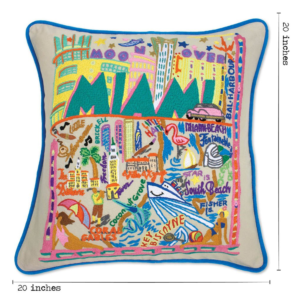 Miami Hand - Embroidered Pillow Pillows La Vie Bien Miami Hand - Embroidered Pillow