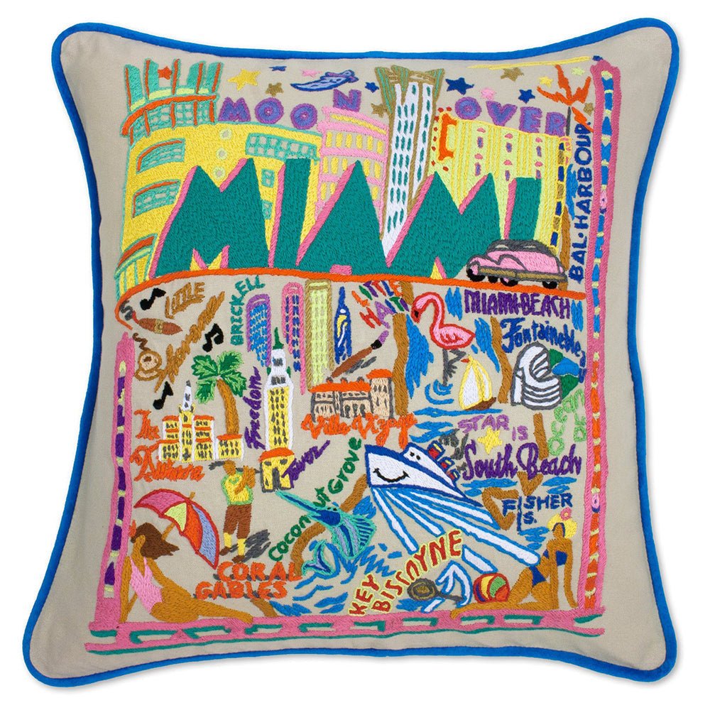 Miami Hand - Embroidered Pillow Pillows La Vie Bien Miami Hand - Embroidered Pillow