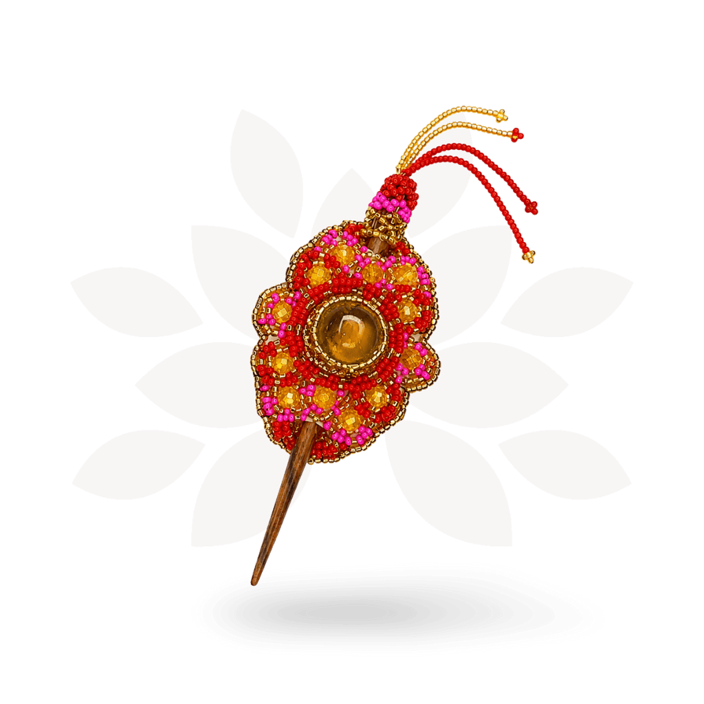 Michelle Seed Bead Hair Barrette - Guatemala Accessories La Vie Bien Michelle Seed Bead Hair Barrette - Guatemala