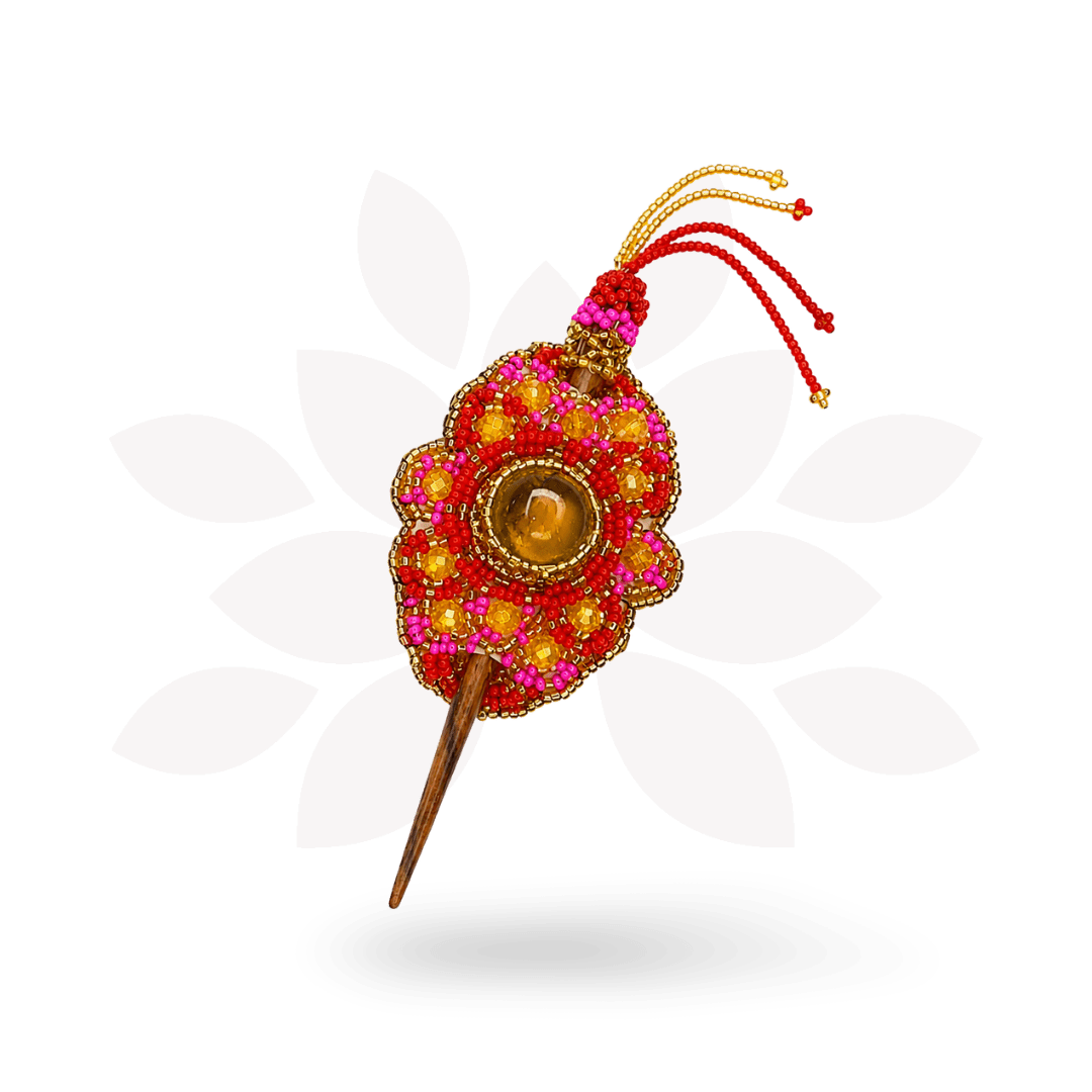 Michelle Seed Bead Hair Barrette - Guatemala Accessories La Vie Bien Michelle Seed Bead Hair Barrette - Guatemala