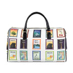 Michigan Cities Postage Stamp Leather Travel Bag, Stamp Print PU leather bag featuring Michigan cities Bags La Vie Bien Michigan Cities Postage Stamp Leather Travel Bag, Stamp Print PU leather bag featuring Michigan cities
