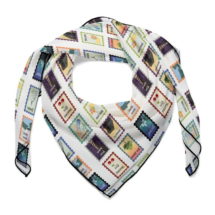 Michigan Cities Postage Stamps scarf Scarf La Vie Bien Michigan Cities Postage Stamps scarf