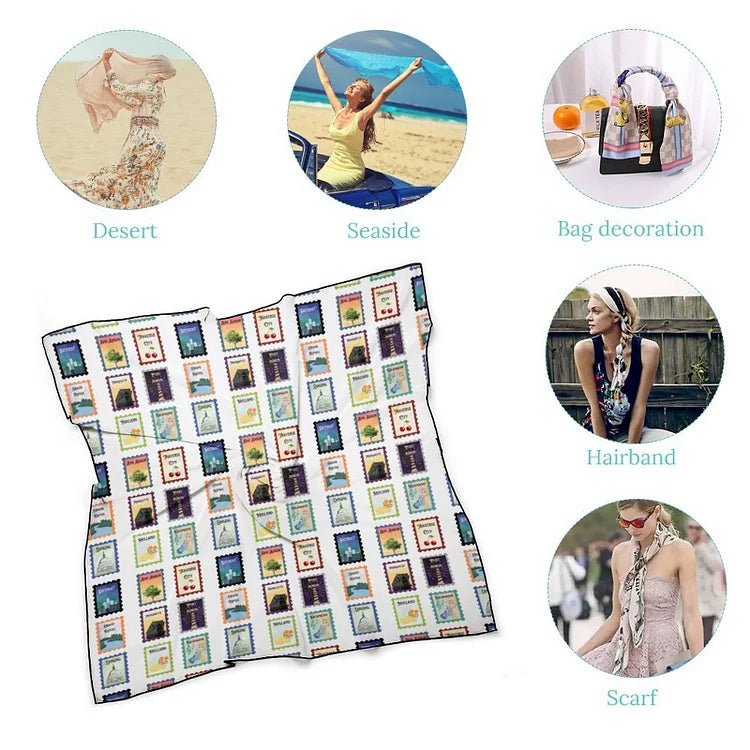 Michigan Cities Postage Stamps scarf Scarf La Vie Bien Michigan Cities Postage Stamps scarf