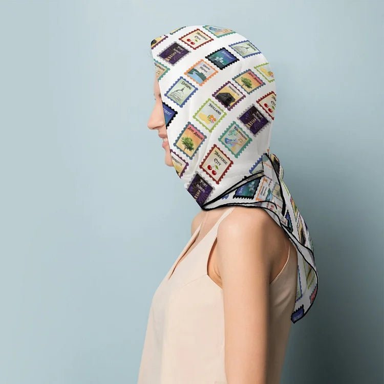 Michigan Cities Postage Stamps scarf Scarf La Vie Bien Michigan Cities Postage Stamps scarf