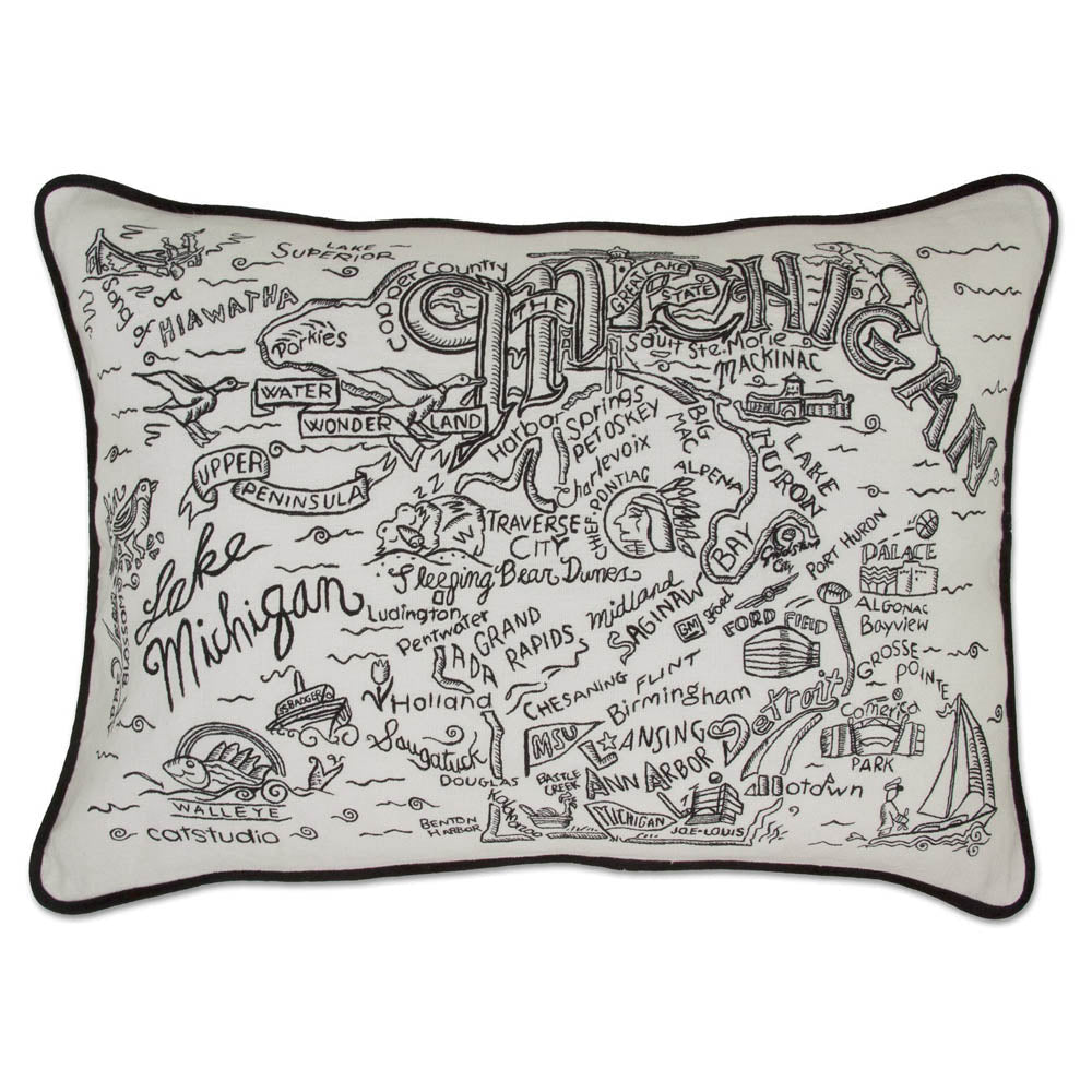 Michigan Hand - Guided Machine Pillow by CatStudio Pillows La Vie Bien Michigan Hand - Guided Machine Pillow by CatStudio