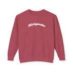 Michigander Sweatshirt, minimalist Michigan Script Crewneck Sweatshirt La Vie Bien Michigander Sweatshirt, minimalist Michigan Script Crewneck