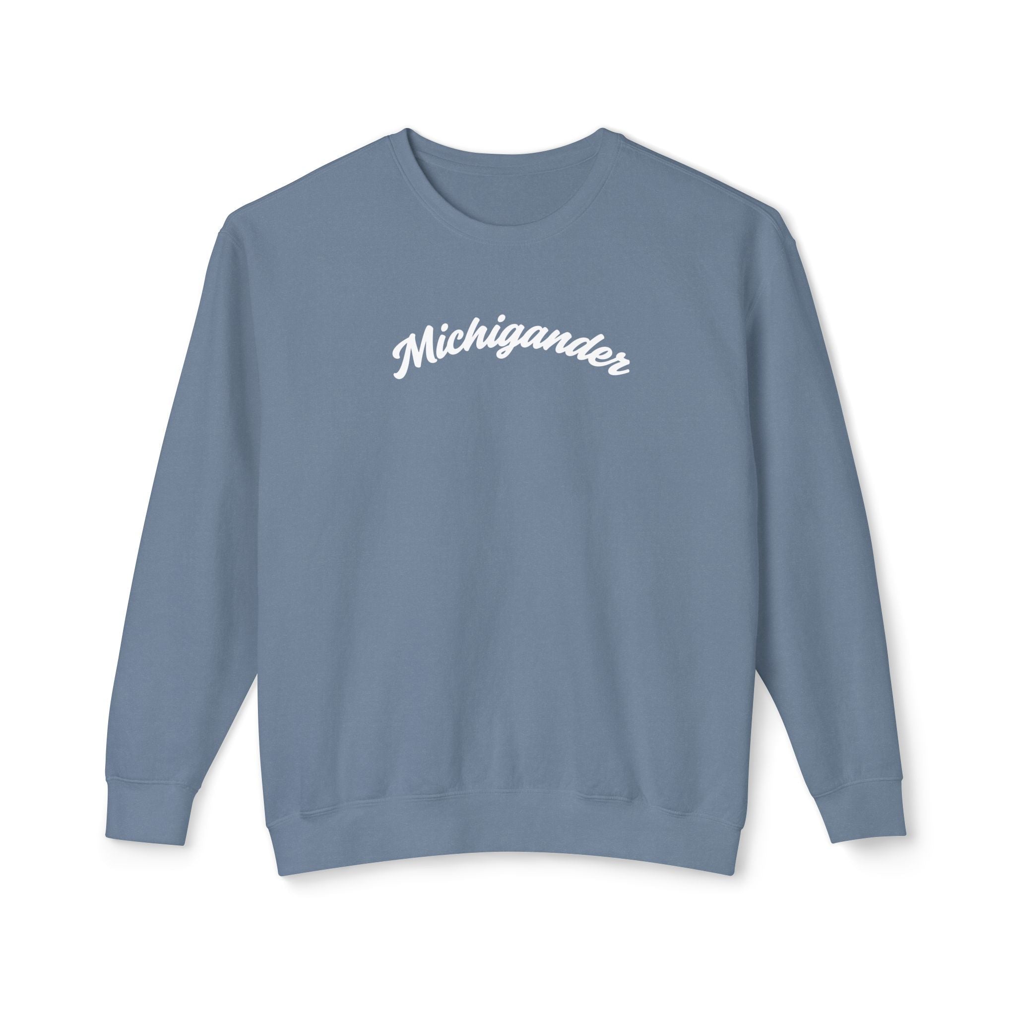 Michigander Sweatshirt, minimalist Michigan Script Crewneck Sweatshirt La Vie Bien Michigander Sweatshirt, minimalist Michigan Script Crewneck