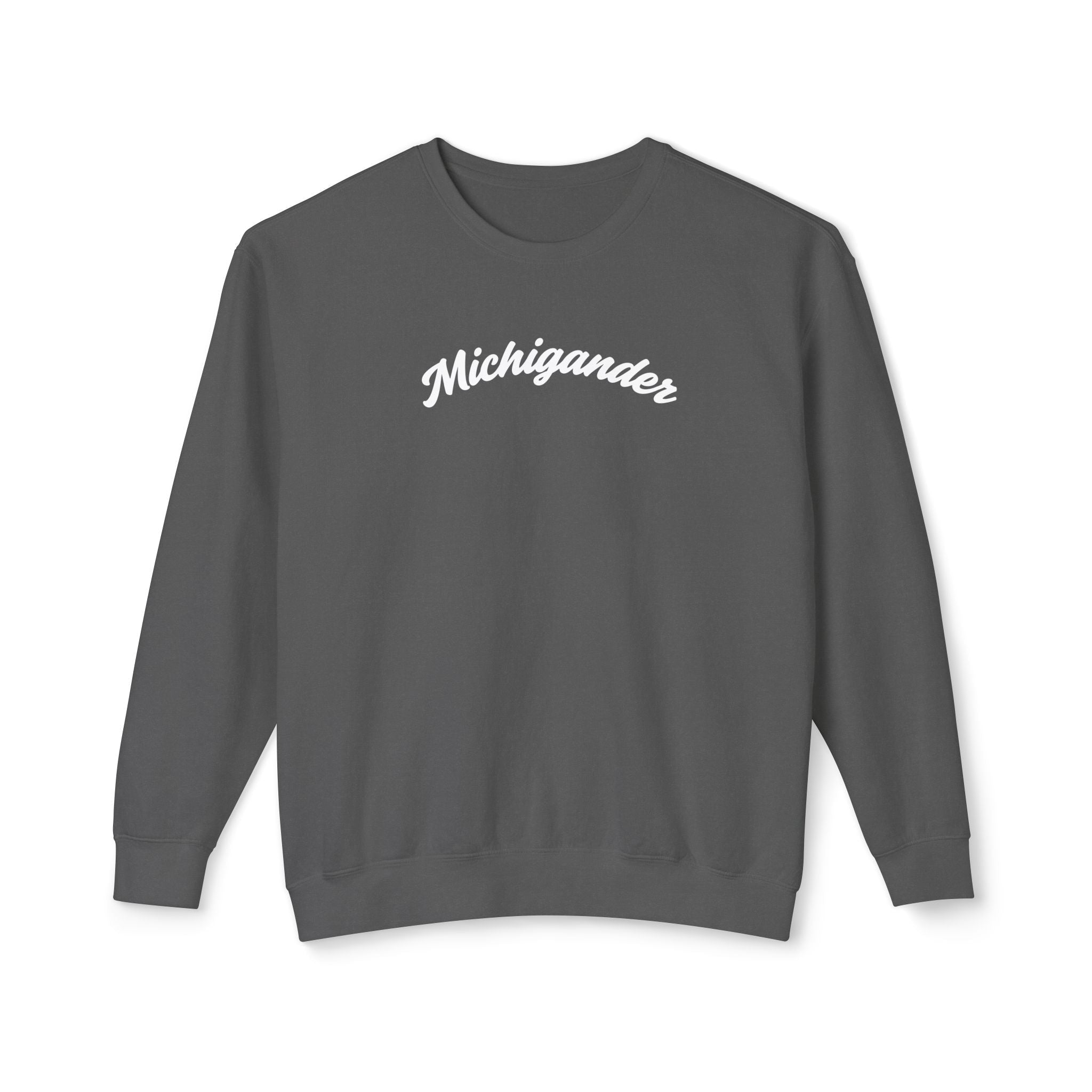 Michigander Sweatshirt, minimalist Michigan Script Crewneck Sweatshirt La Vie Bien Michigander Sweatshirt, minimalist Michigan Script Crewneck