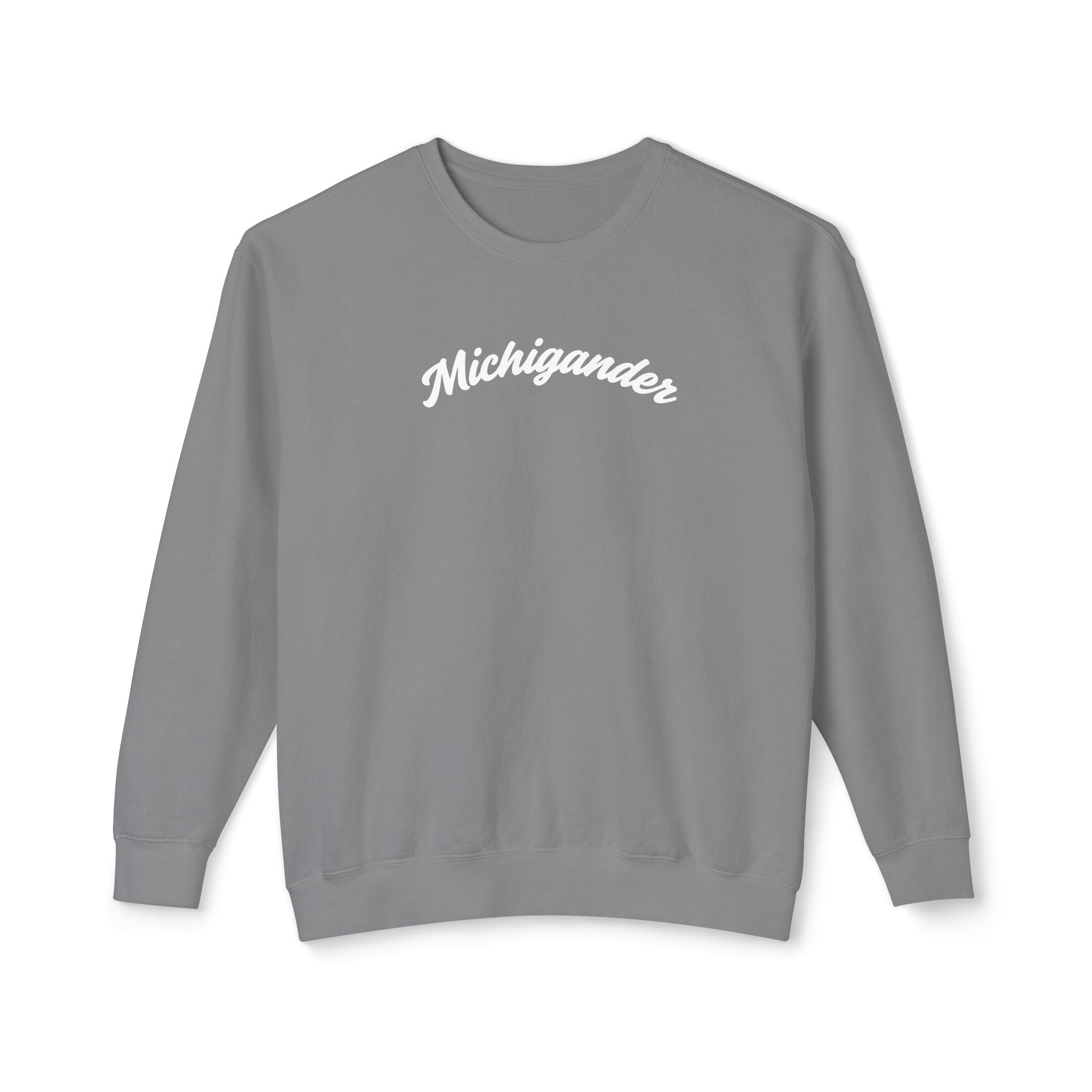 Michigander Sweatshirt, minimalist Michigan Script Crewneck Sweatshirt La Vie Bien Michigander Sweatshirt, minimalist Michigan Script Crewneck