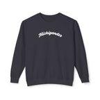 Michigander Sweatshirt, minimalist Michigan Script Crewneck Sweatshirt La Vie Bien Michigander Sweatshirt, minimalist Michigan Script Crewneck