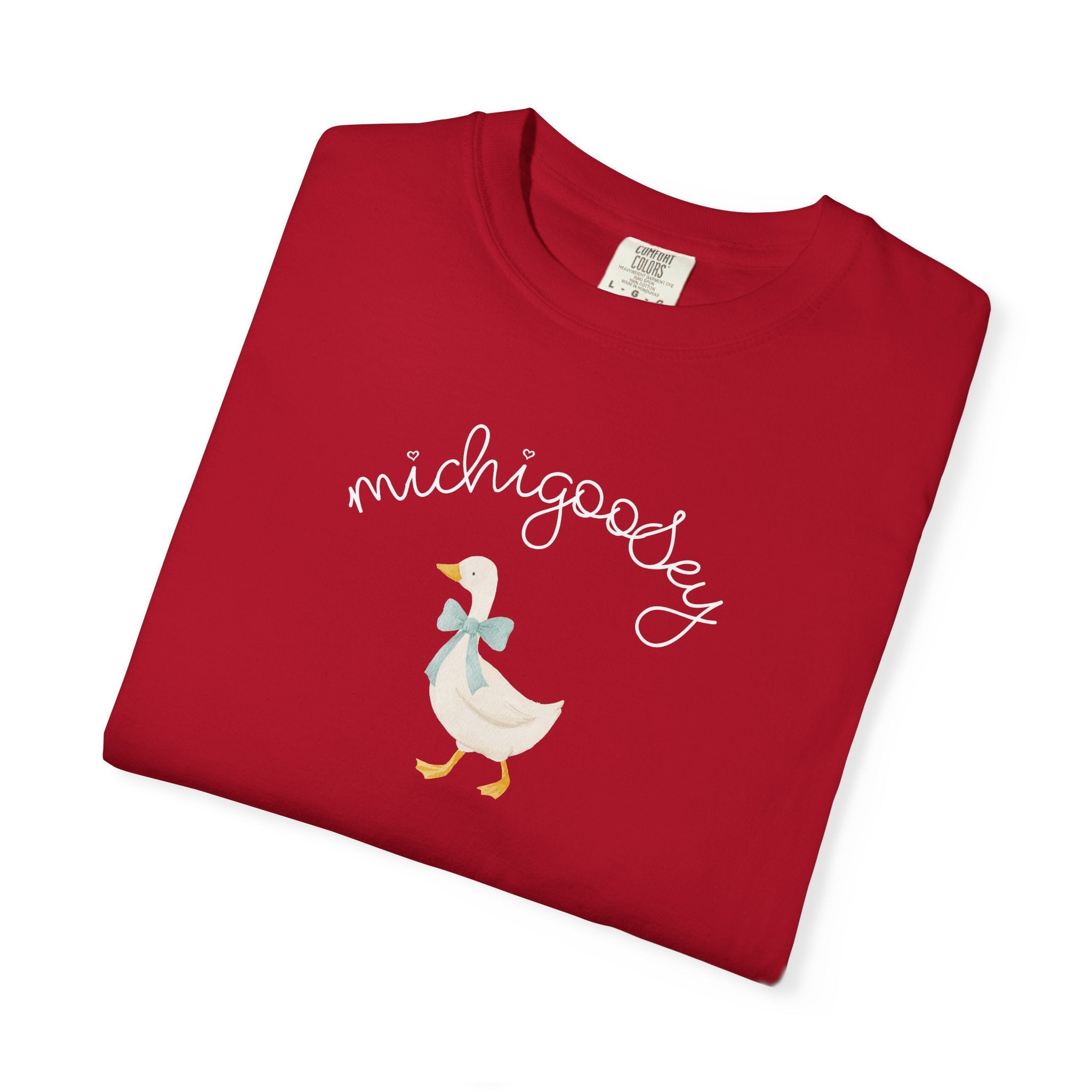 Michigoosey Silly Goose Michigan T-Shirt, cute goose with bow Michigan Gift souvenir T-Shirt La Vie Bien Michigoosey Silly Goose Michigan T-Shirt, cute goose with bow Michigan Gift souvenir