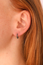 Micro Crystal Hoop in Black by Rose & Clay