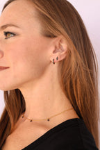 Micro Crystal Hoop in Black by Rose & Clay