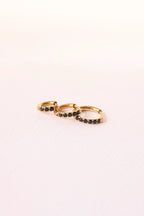 Micro Crystal Hoop in Black by Rose & Clay