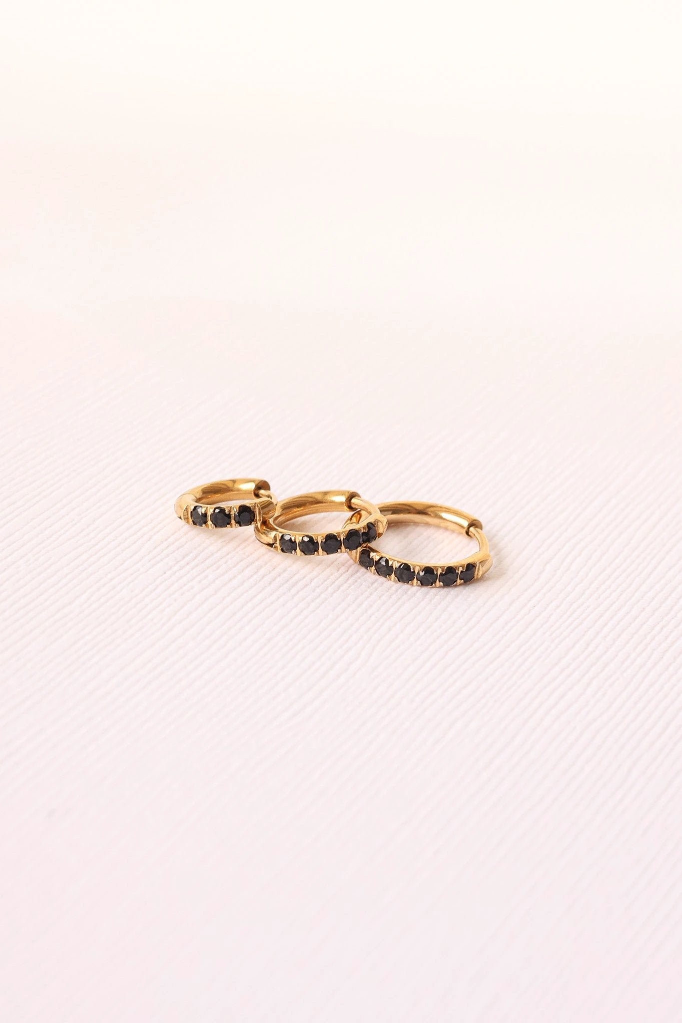 Micro Crystal Hoop in Black by Rose & Clay