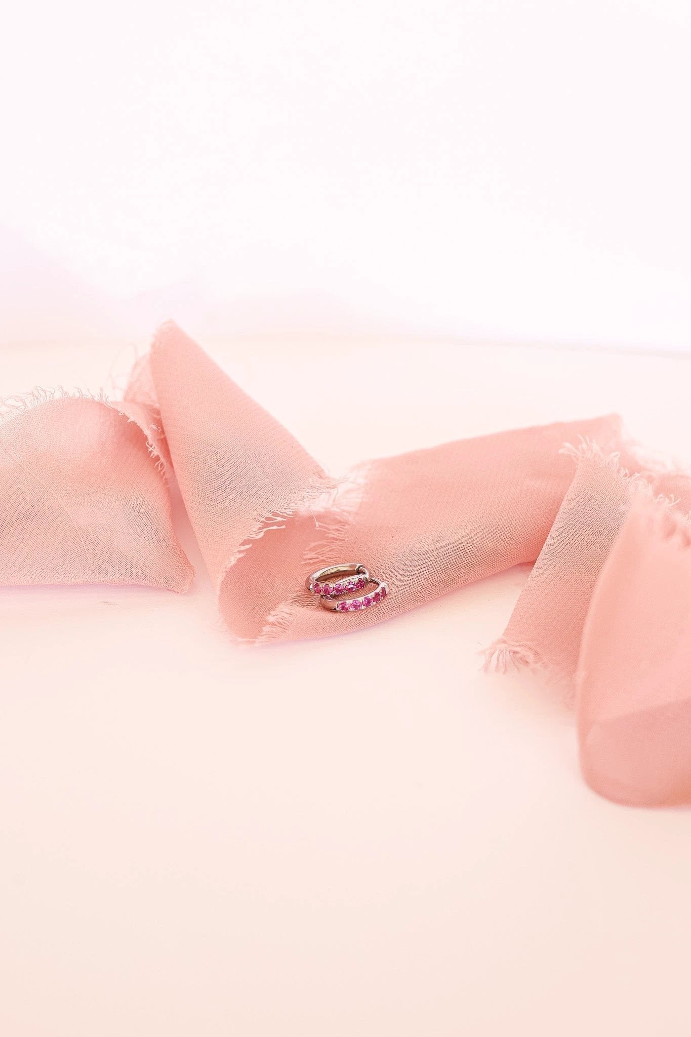 Micro Crystal Hoop in Pink by Rose & Clay