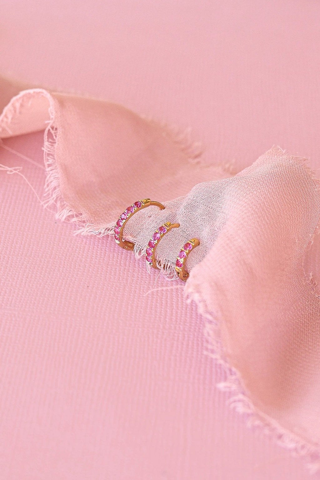 Micro Crystal Hoop in Pink by Rose & Clay