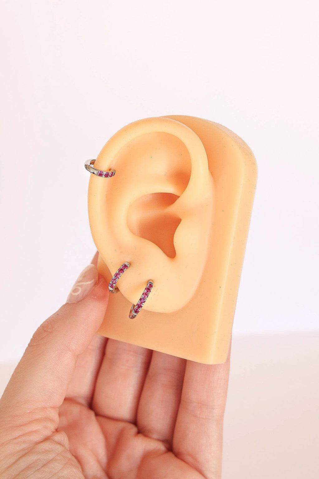 Micro Crystal Hoop in Pink by Rose & Clay