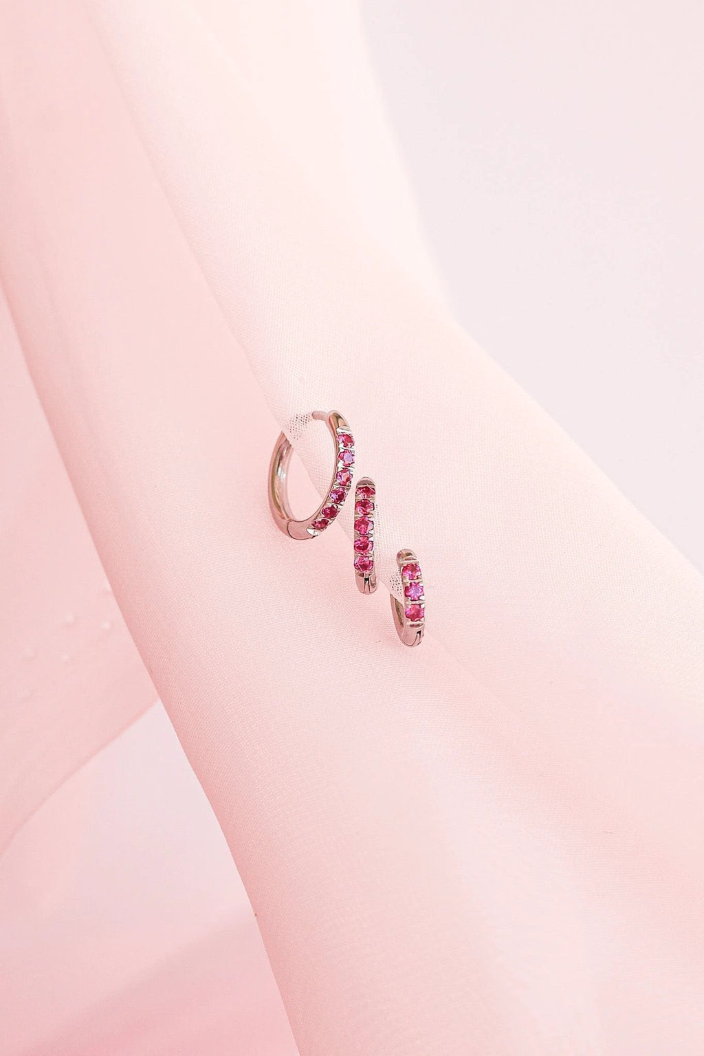 Micro Crystal Hoop in Pink by Rose & Clay
