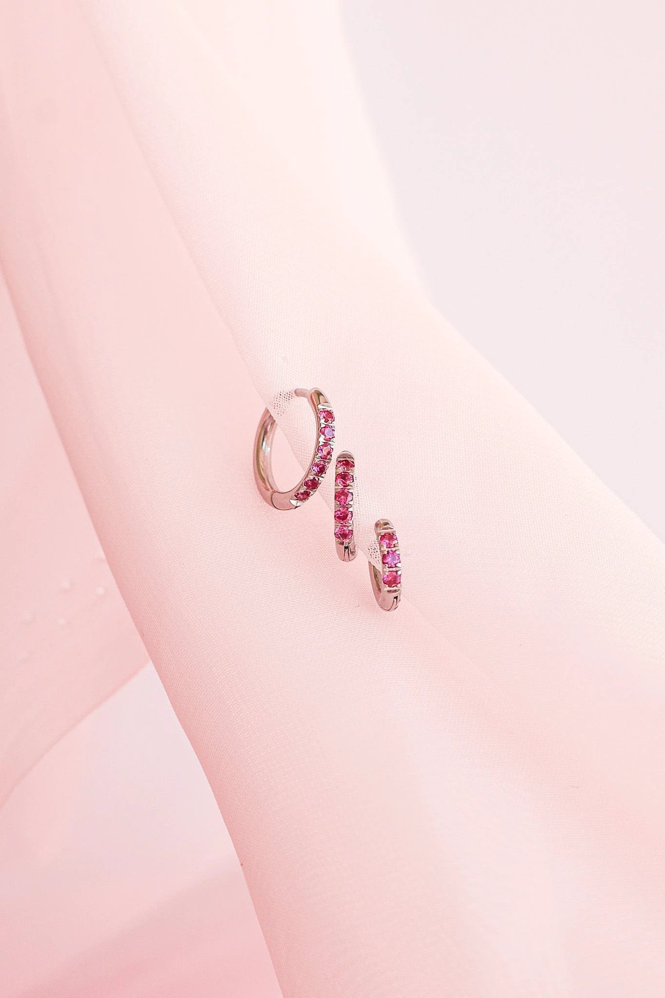 Micro Crystal Hoop in Pink by Rose & Clay