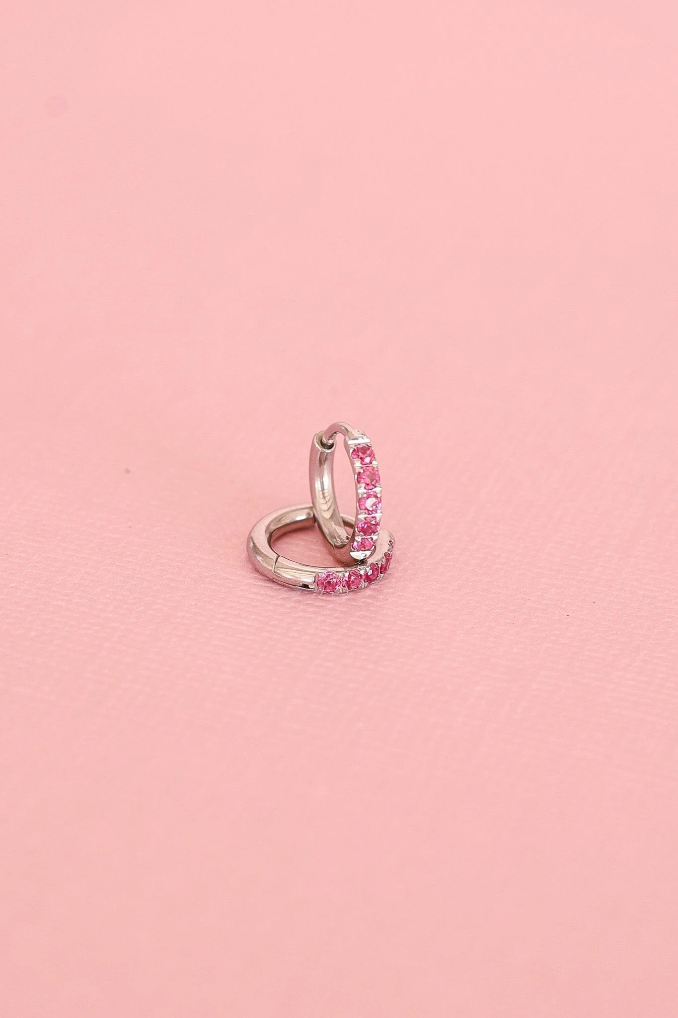 Micro Crystal Hoop in Pink by Rose & Clay