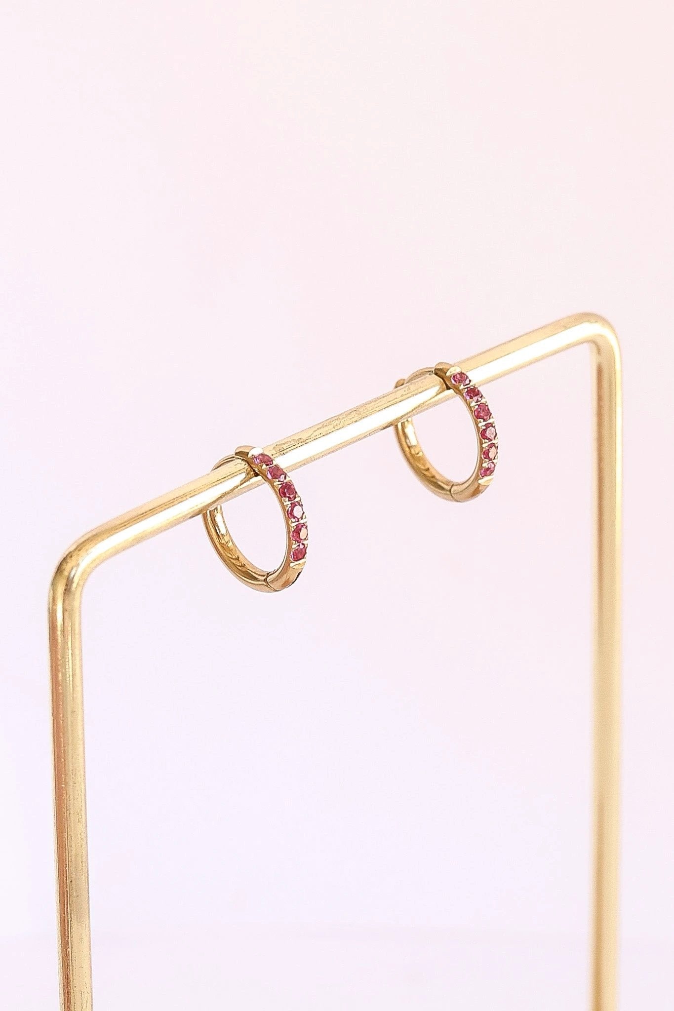 Micro Crystal Hoop in Pink by Rose & Clay