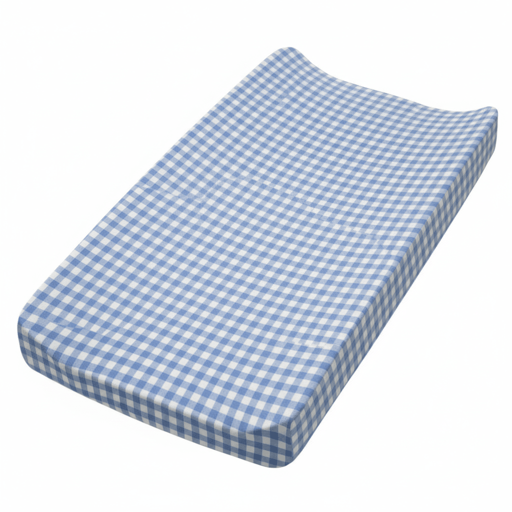 Midnight Blue Gingaham Changing Pad Cover La Vie Bien Midnight Blue Gingaham Changing Pad Cover