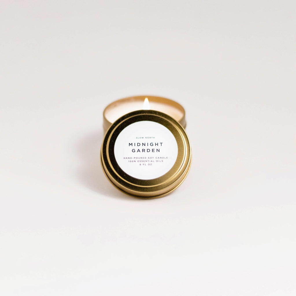 Midnight Garden - Lavender + Rosemary + Geranium Travel Tin Candles La Vie Bien Midnight Garden - Lavender + Rosemary + Geranium
