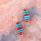 Mija Turquoise and Magenta Stack Earrings