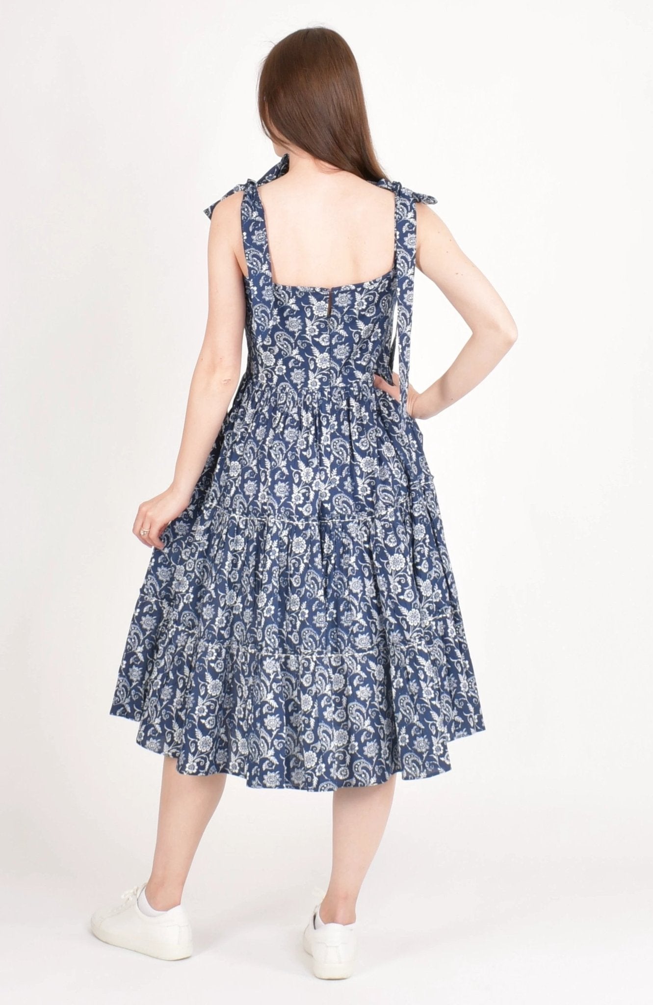 Mila Blue Tiered Midi Dress by Raas