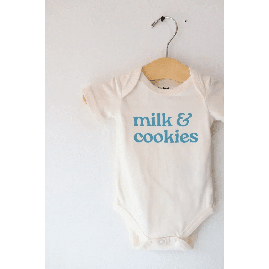 Milk & Cookies Organic Cotton Baby Onesie by Polished Prints
