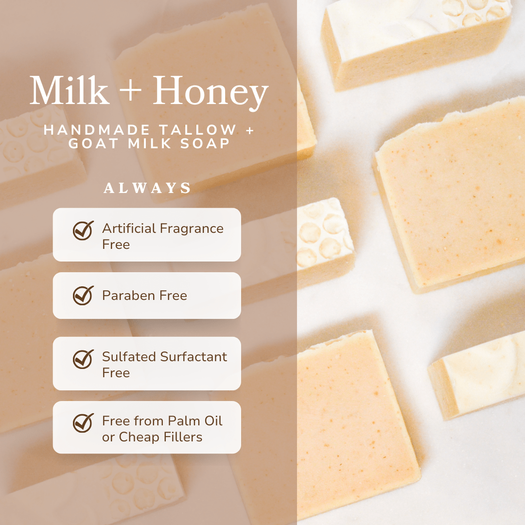 Milk + Honey Fragrance Free Handmade Tallow and Goat Milk Soap Bar Bar Soap La Vie Bien Milk + Honey Fragrance Free Handmade Tallow and Goat Milk Soap Bar