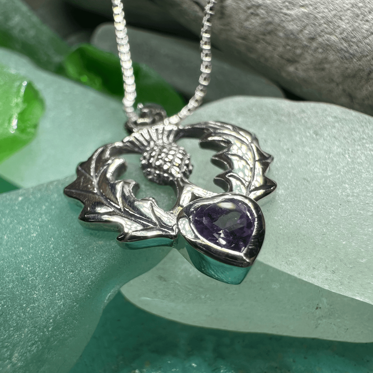 Millie Scottish Thistle Necklace in Sterling Silver Pendant La Vie Bien Millie Scottish Thistle Necklace in Sterling Silver