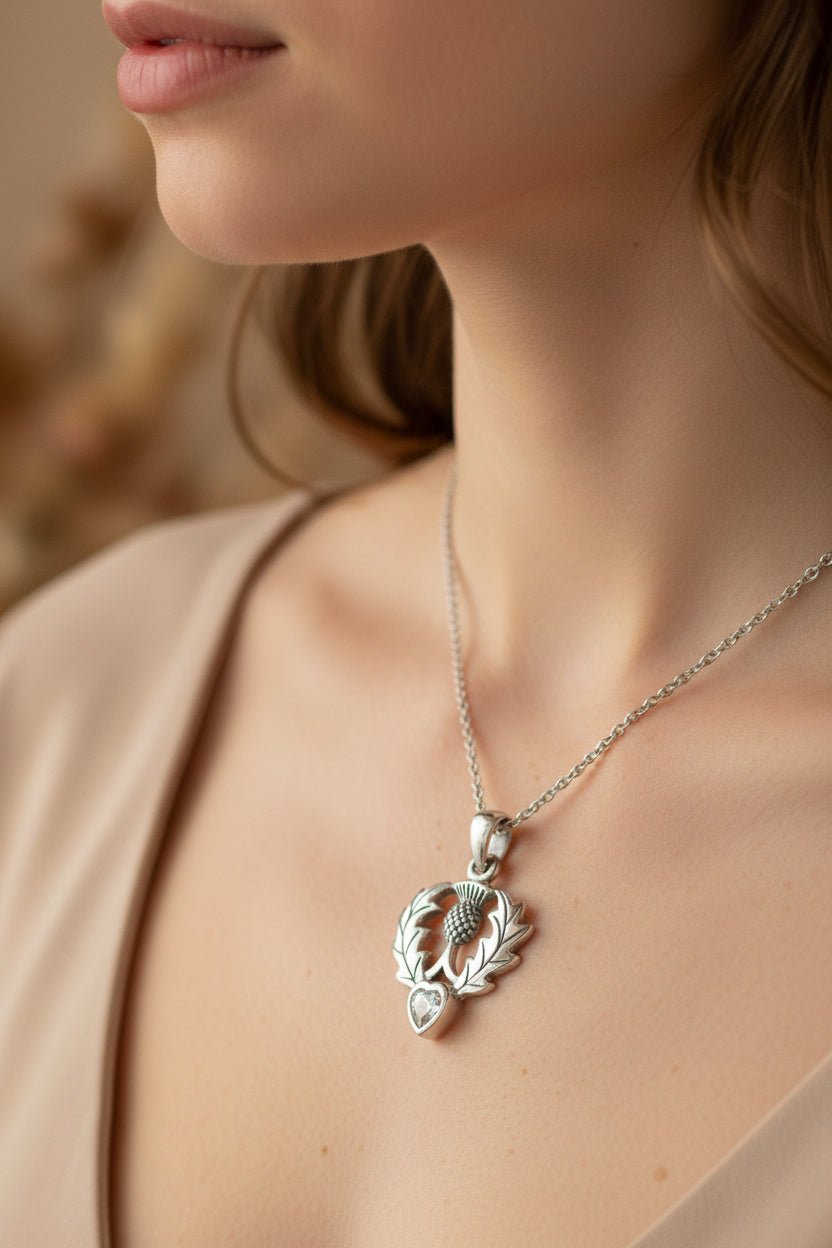 Millie Scottish Thistle Necklace in Sterling Silver Pendant La Vie Bien Millie Scottish Thistle Necklace in Sterling Silver