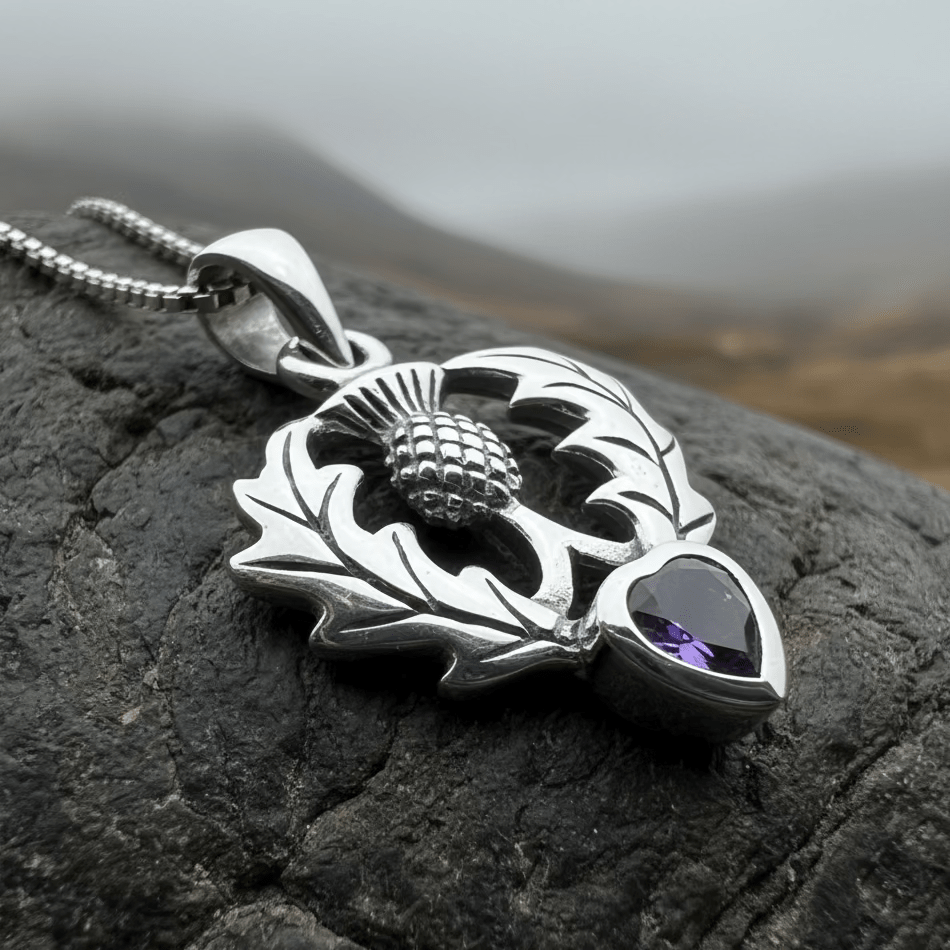 Millie Scottish Thistle Necklace in Sterling Silver Pendant La Vie Bien Millie Scottish Thistle Necklace in Sterling Silver