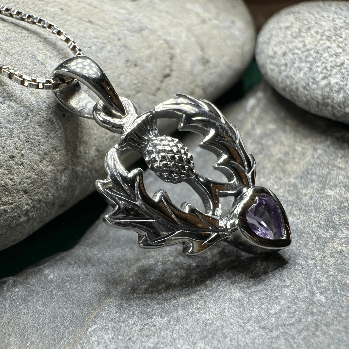 Millie Scottish Thistle Necklace in Sterling Silver Pendant La Vie Bien Millie Scottish Thistle Necklace in Sterling Silver