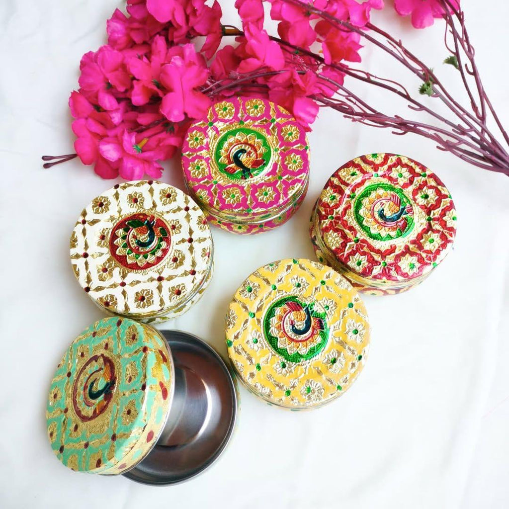 Minakari Thali / Minakari Stainless Steel Box - Housewarming Gift/Hostess Gift La Vie Bien Minakari Thali / Minakari Stainless Steel Box - Housewarming Gift/Hostess Gift