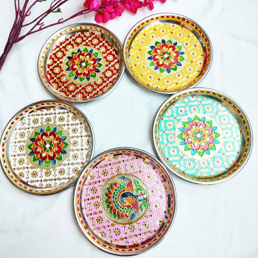 Minakari Thali / Minakari Stainless Steel Box - Housewarming Gift/Hostess Gift La Vie Bien Minakari Thali / Minakari Stainless Steel Box - Housewarming Gift/Hostess Gift