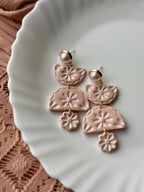 Mindy earrings in Softest Pink, 14k gold plated nickel free, handmade with polymer clay